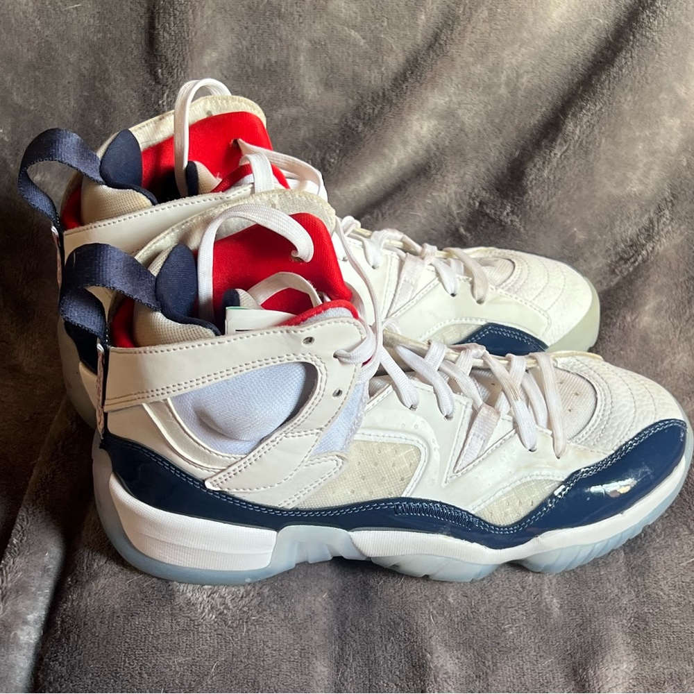 Jordan Kids High-Top Sneakers - White, Navy, and Red